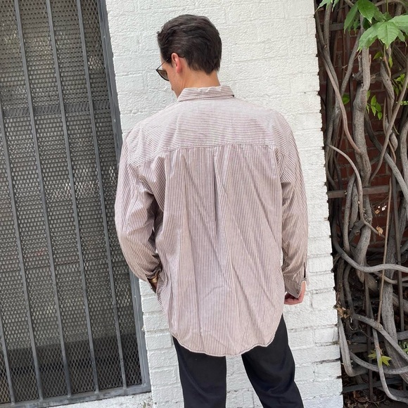Vintage Joseph abound Striped utility button up shirt sz L - Picture 4 of 6